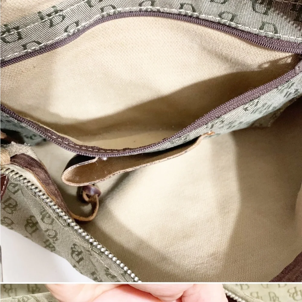 Dooney and Bourke Shoulder Bag Signature Canvas with Leather Accents Zip Closure